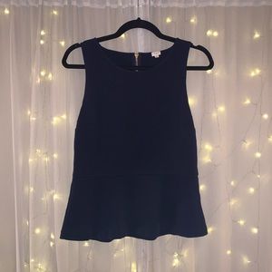 J. Crew Navy Peplum Tank w/ Gold Zipper